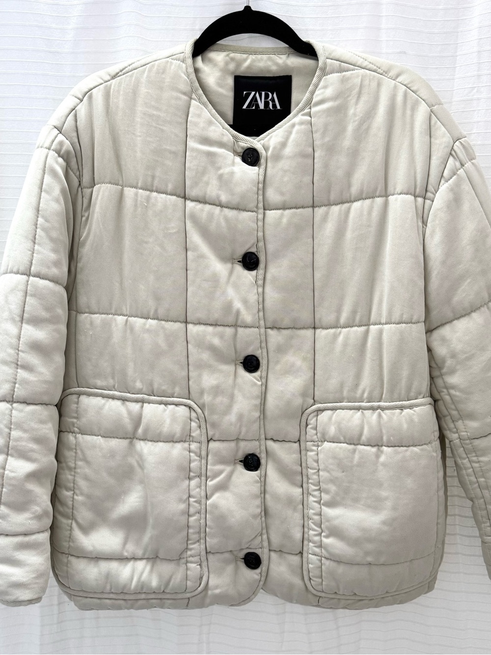 Zara Cream Quilted Jacket Size XS